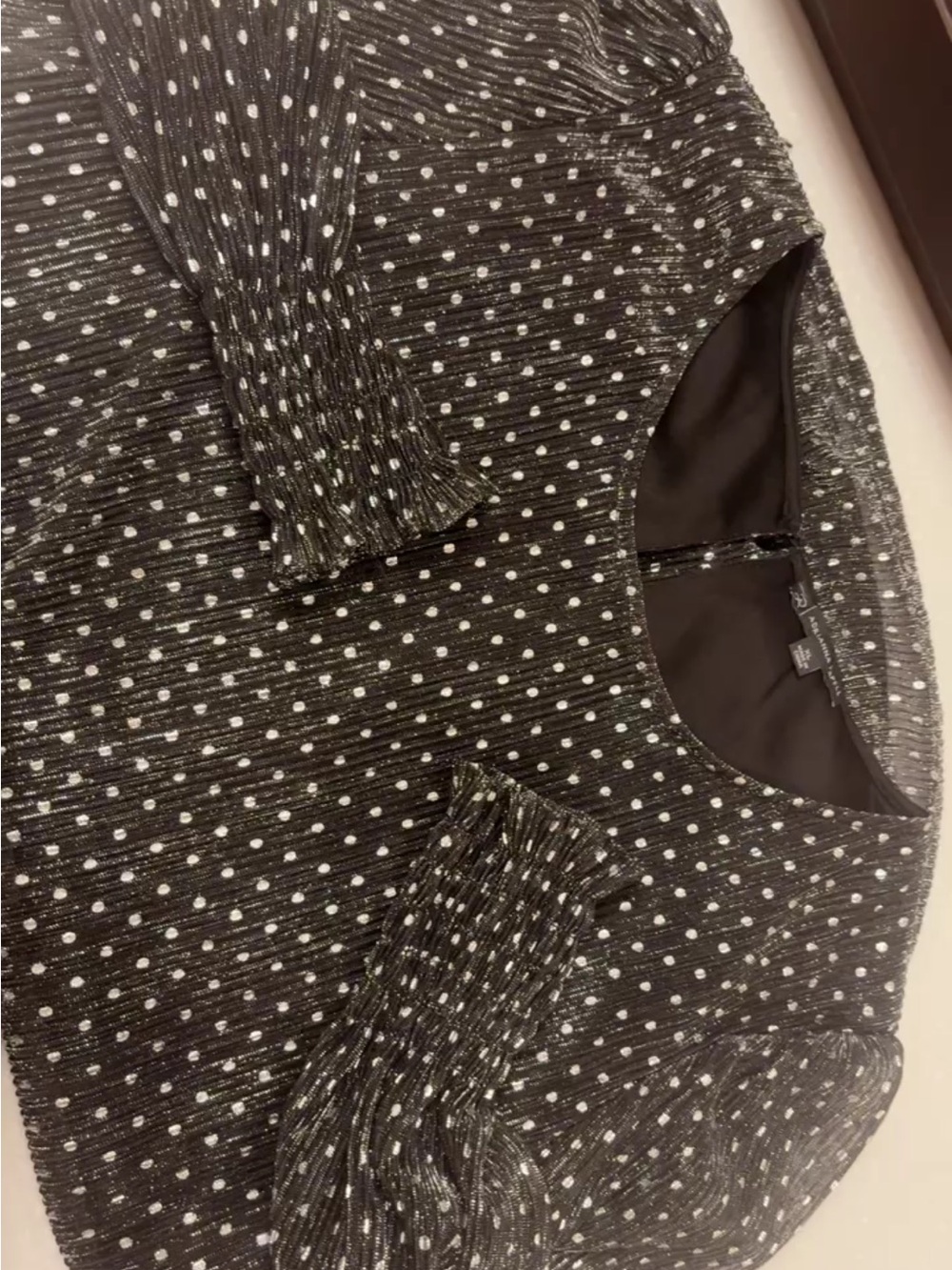 Adrianna Papell Pleated Polka Dot Blouse